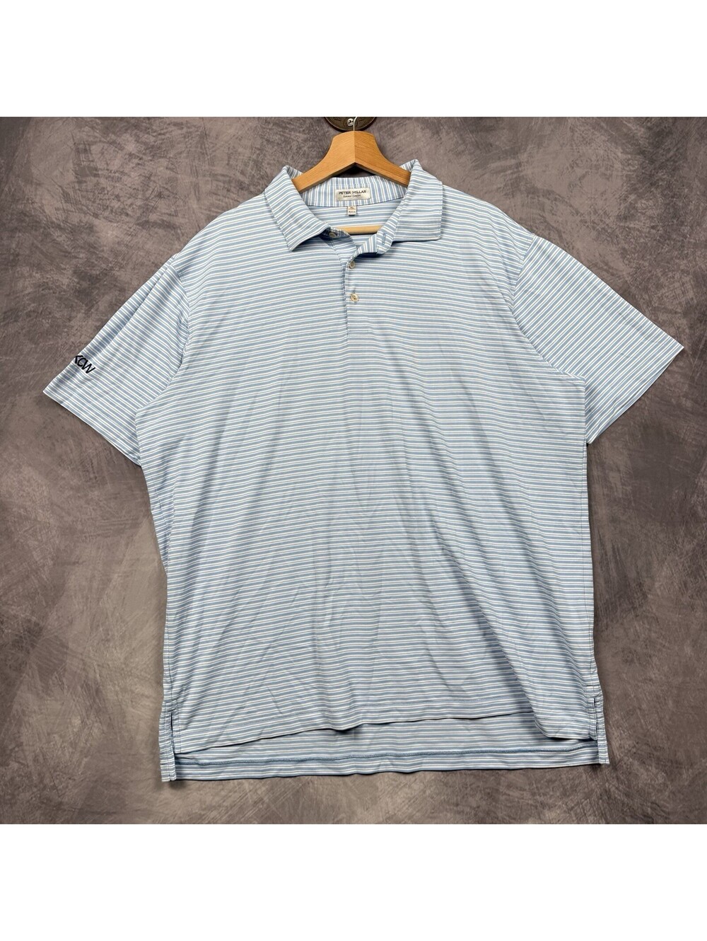 Peter Millar Summer Comfort Men's Striped Short Sleeve Polo XL blue white